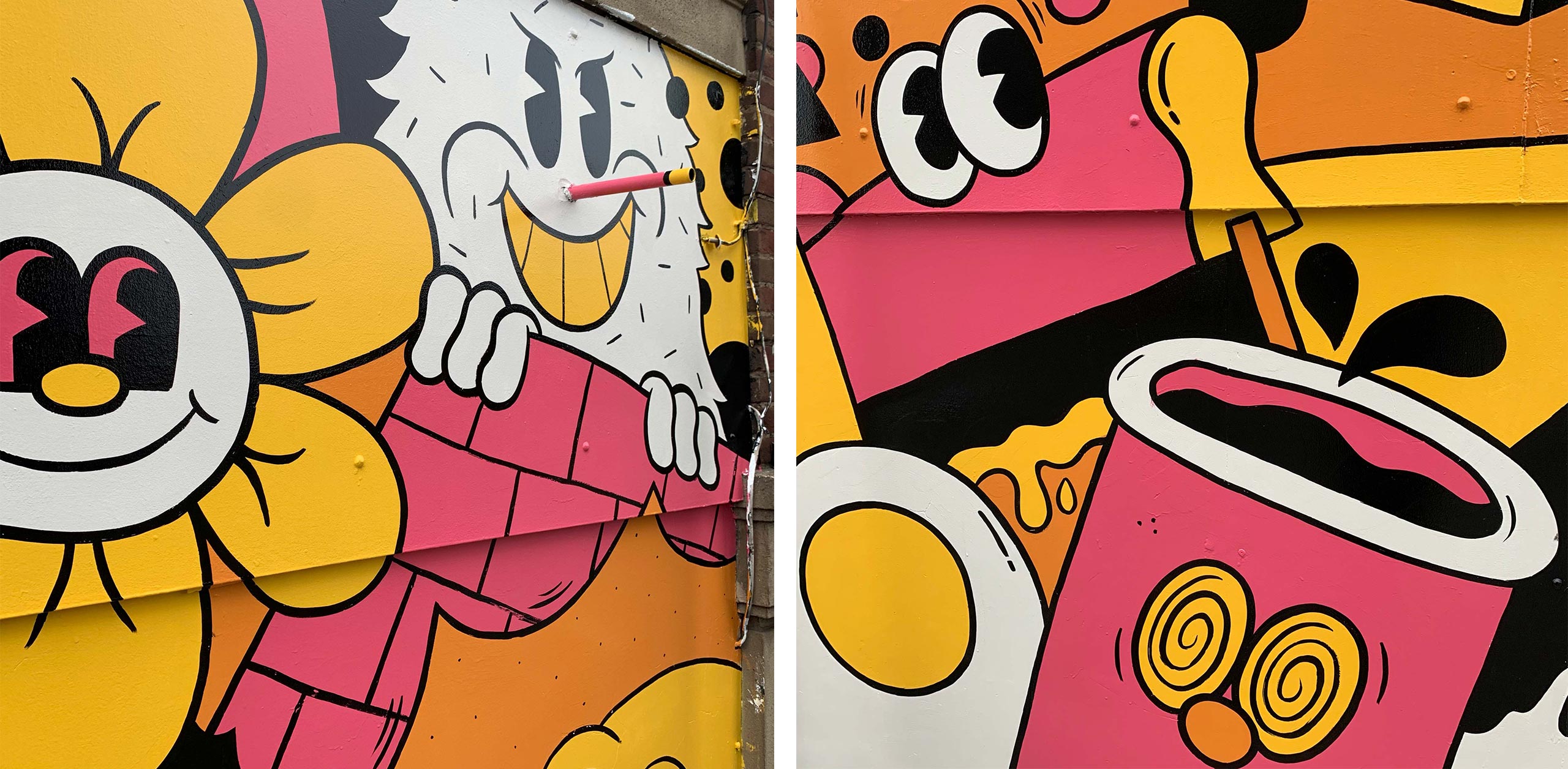 Details of Super Freak's mural at The Carousel. 